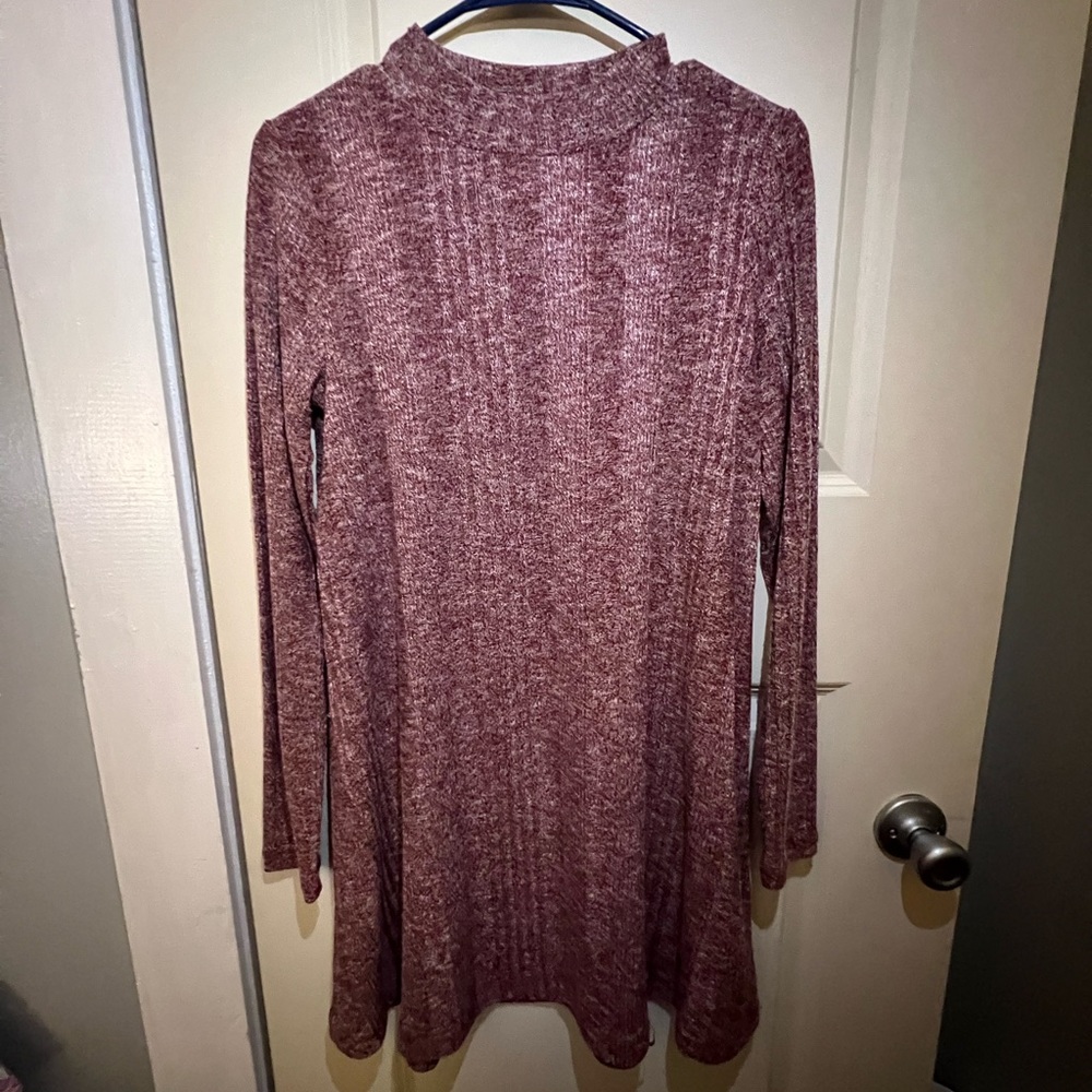 Maroon Long Sleeve Dress